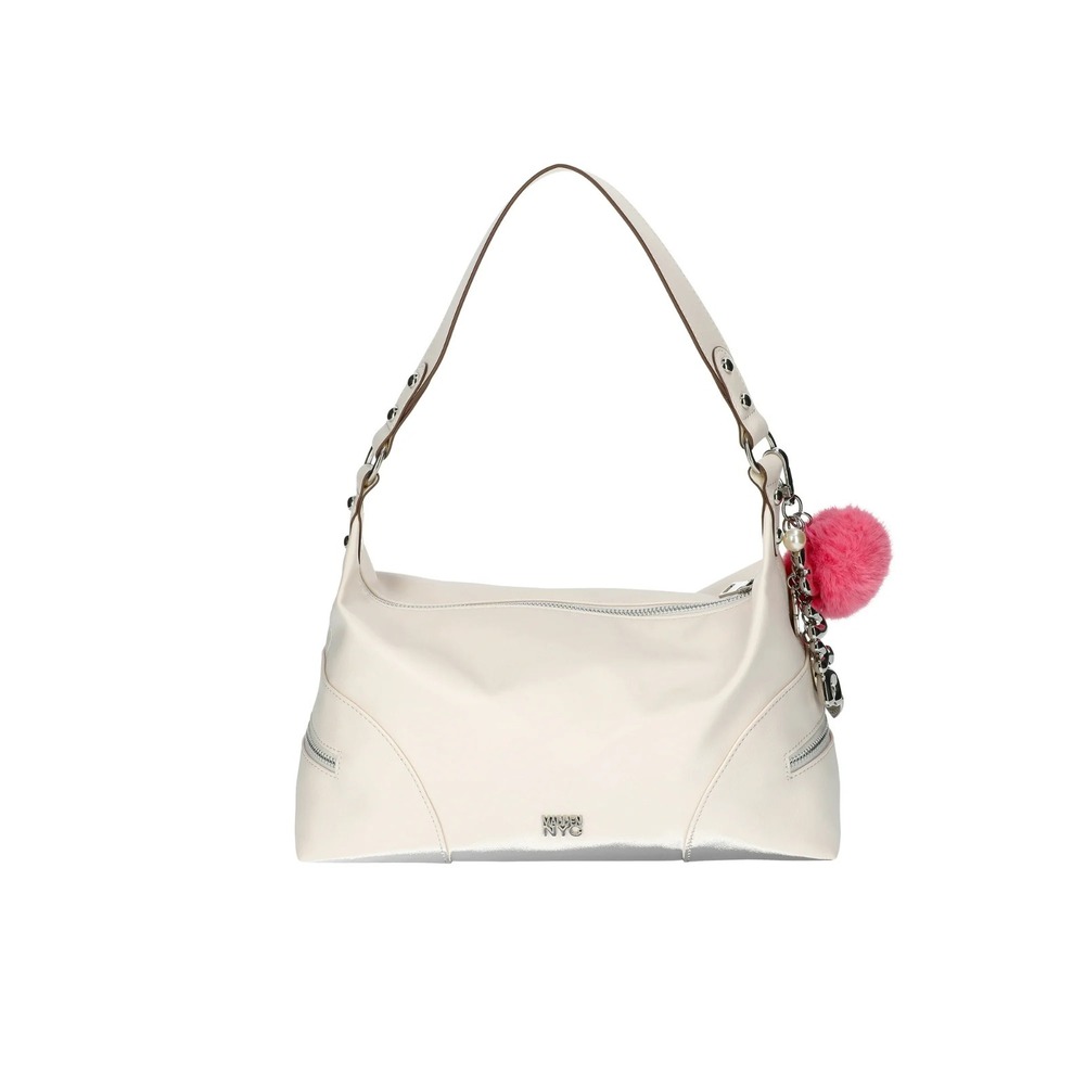 Madden NYC Women's Handbag Tote 2360 Hobo‎ Side Zipper Faux Leather, Cream